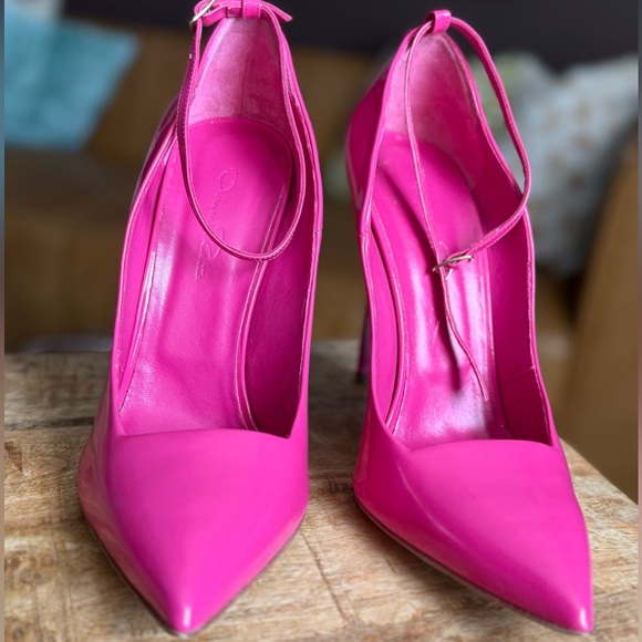 OSCAR DE LA RENTA high heels pink stunning leather stilettos pumps - Picture 10 of 12